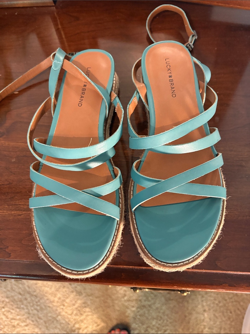 Lucky Brand Teal Strappy Espadrille Sandals - Picture 2 of 4